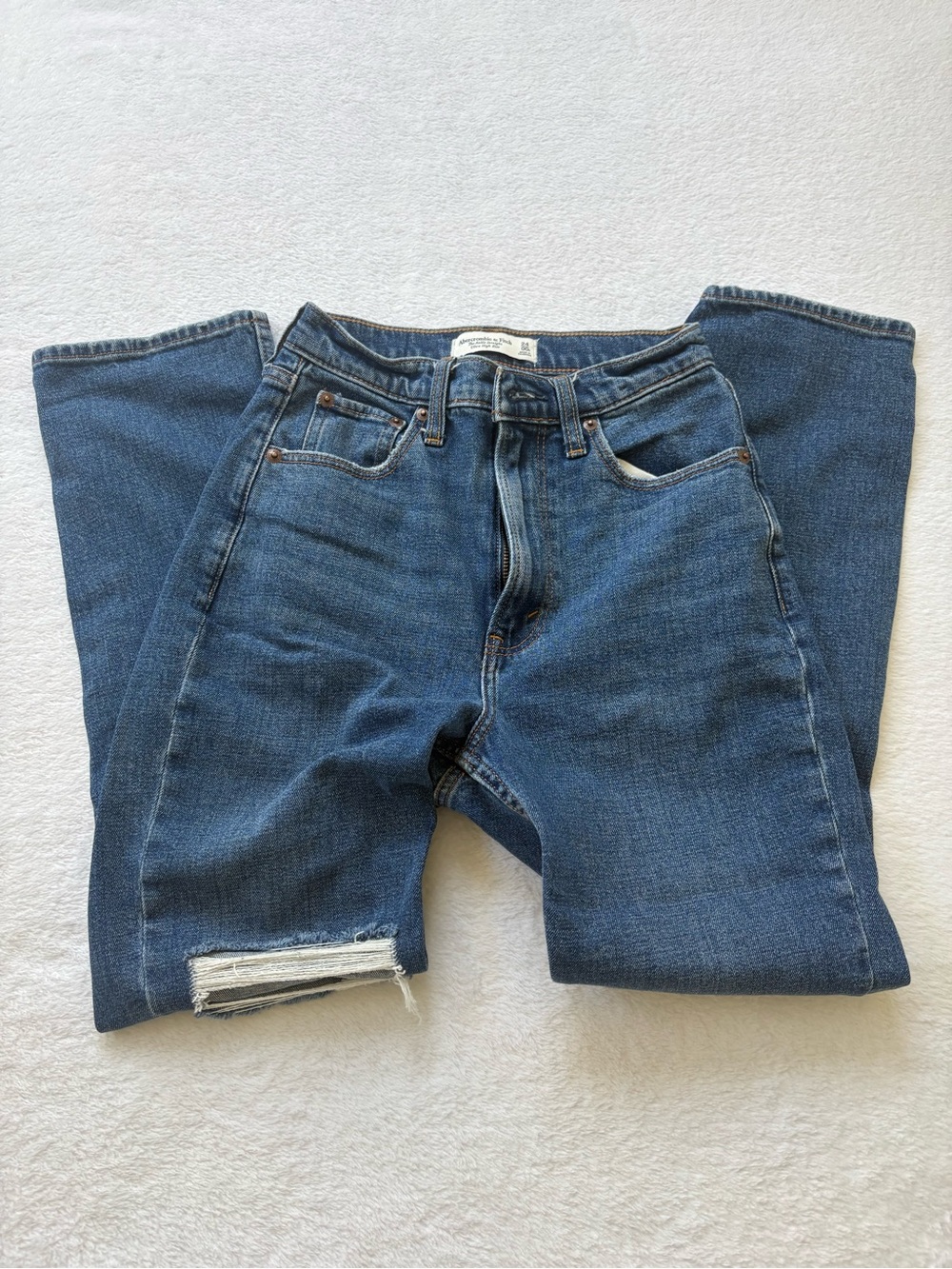 Abercrombie & Fitch medium blue denim jeans with contrast stitching